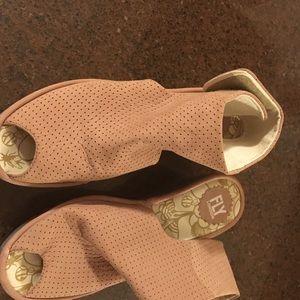 Fly London perforated leather peep toe sandals